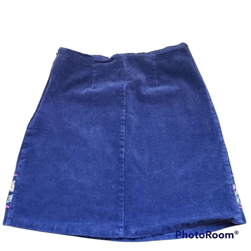 Harper skirt navy corduroy floral embroidered short S - Picture 2 of 4